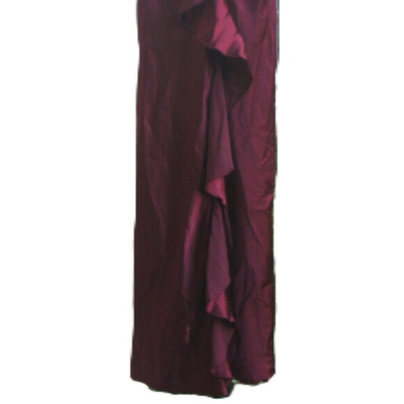 VINTAGE w/ Tag RAMPAGE Burgundy Ruffle Formal Evening Gown 3 *Needs Zipper Pull* - Picture 2 of 16